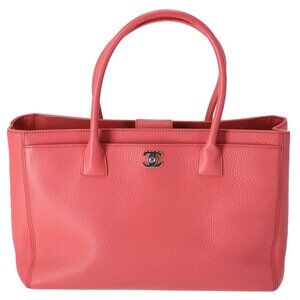 CHANEL Executive Tote Line Tote Bag Pink Grained Calf Leather